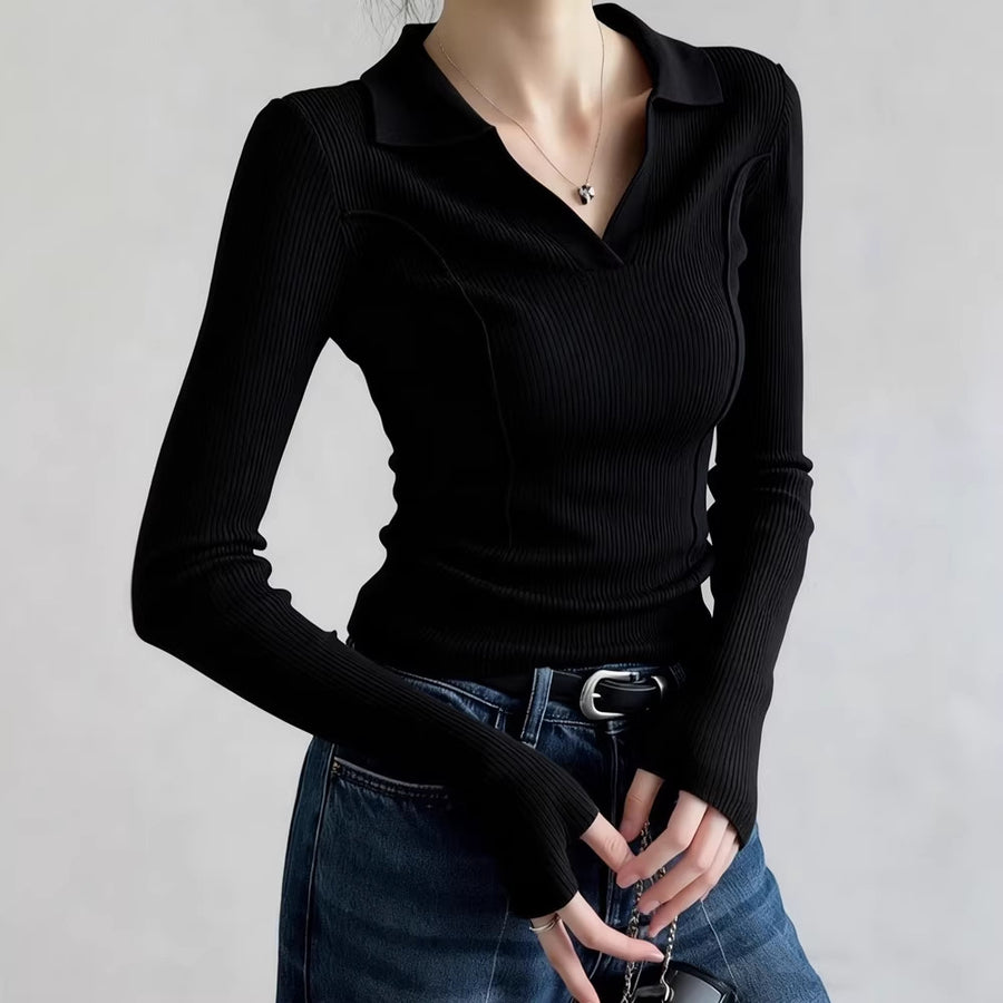 Womens Fashionable Vintage Slim-Fit Knit Sweater