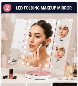 Niyara LED folding makeup mirror hero image